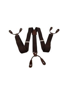 V Italy Vesuvio Napoli Elastic Suspenders OSFM Brown Leather Tab Button Ends
